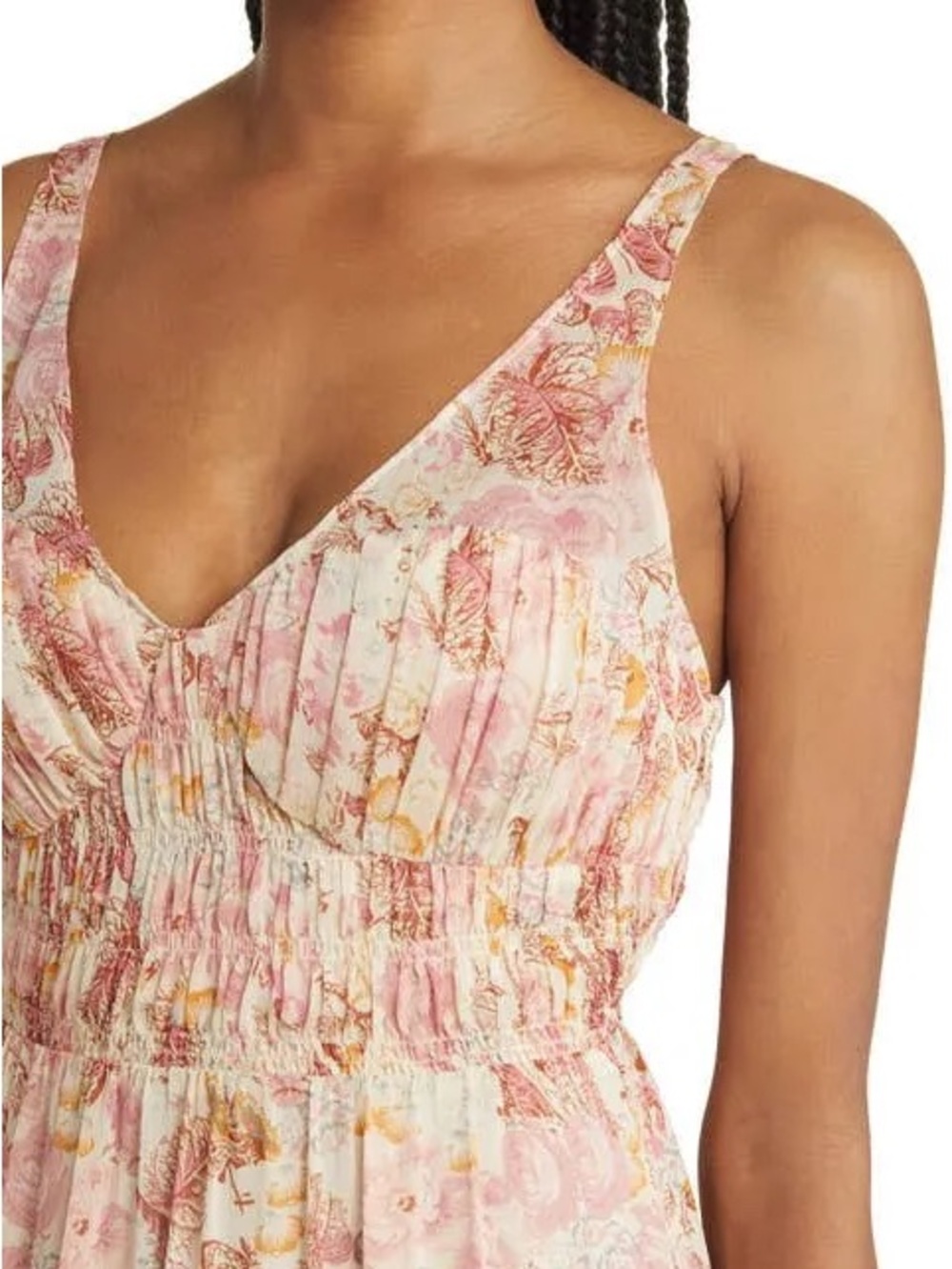 Floret Studios Corset Detail Midi Floral Dress - Wedding Guest Dress